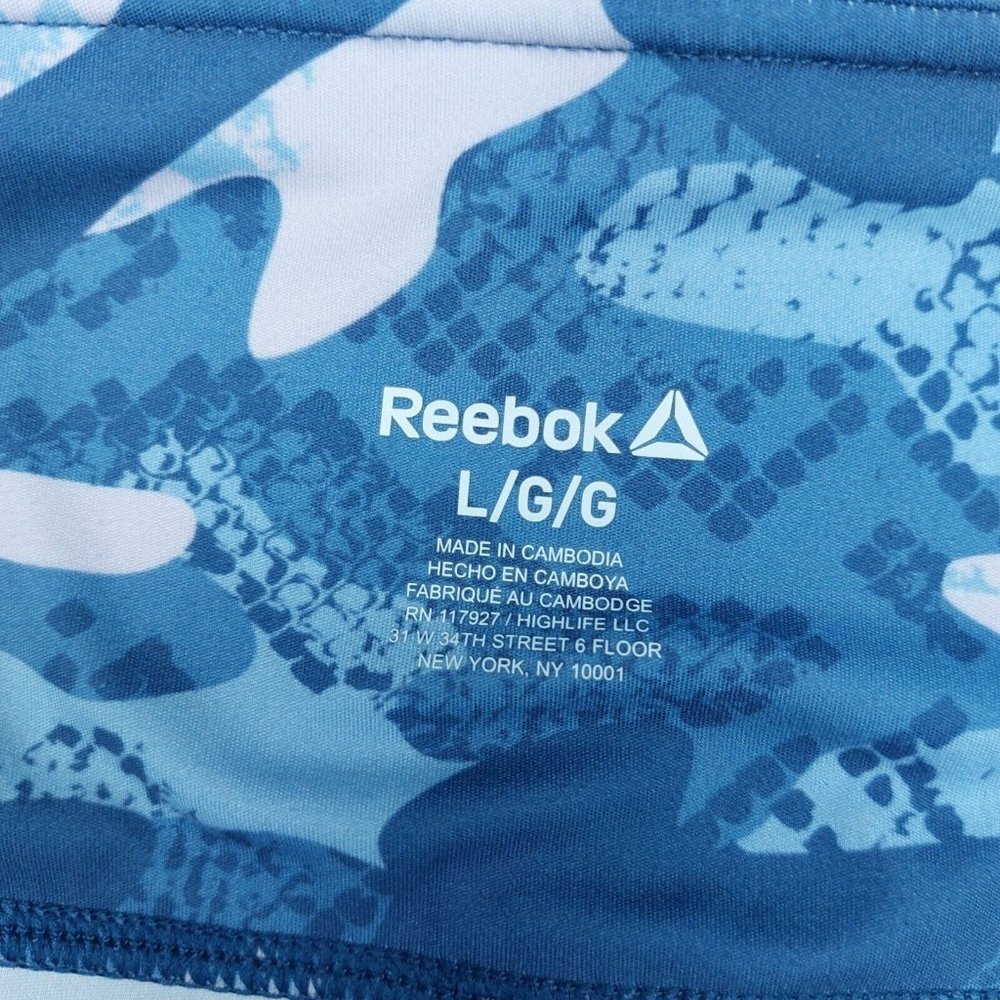 Reebok Precision Womens Large Ankle Leggings Slate Blue Pink Camo - Picture 8 of 16